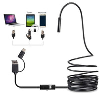 3 in 1 Endoscope Inspection Camera Borescope HD Camera Waterproof Snake Pipe Drain with 6 Adjustable Led Light Snake Cable USB Adapter for Android Phone Tablet Device(Size:1 M)