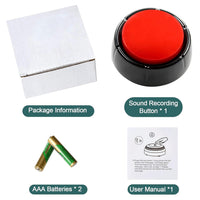 MakeSound Recordable Talking Button 30 Seconds Record Button Easy Button Answer Buzzers Custom Sound Button for Communication Study Office Home Game Gift(Batteries Included)