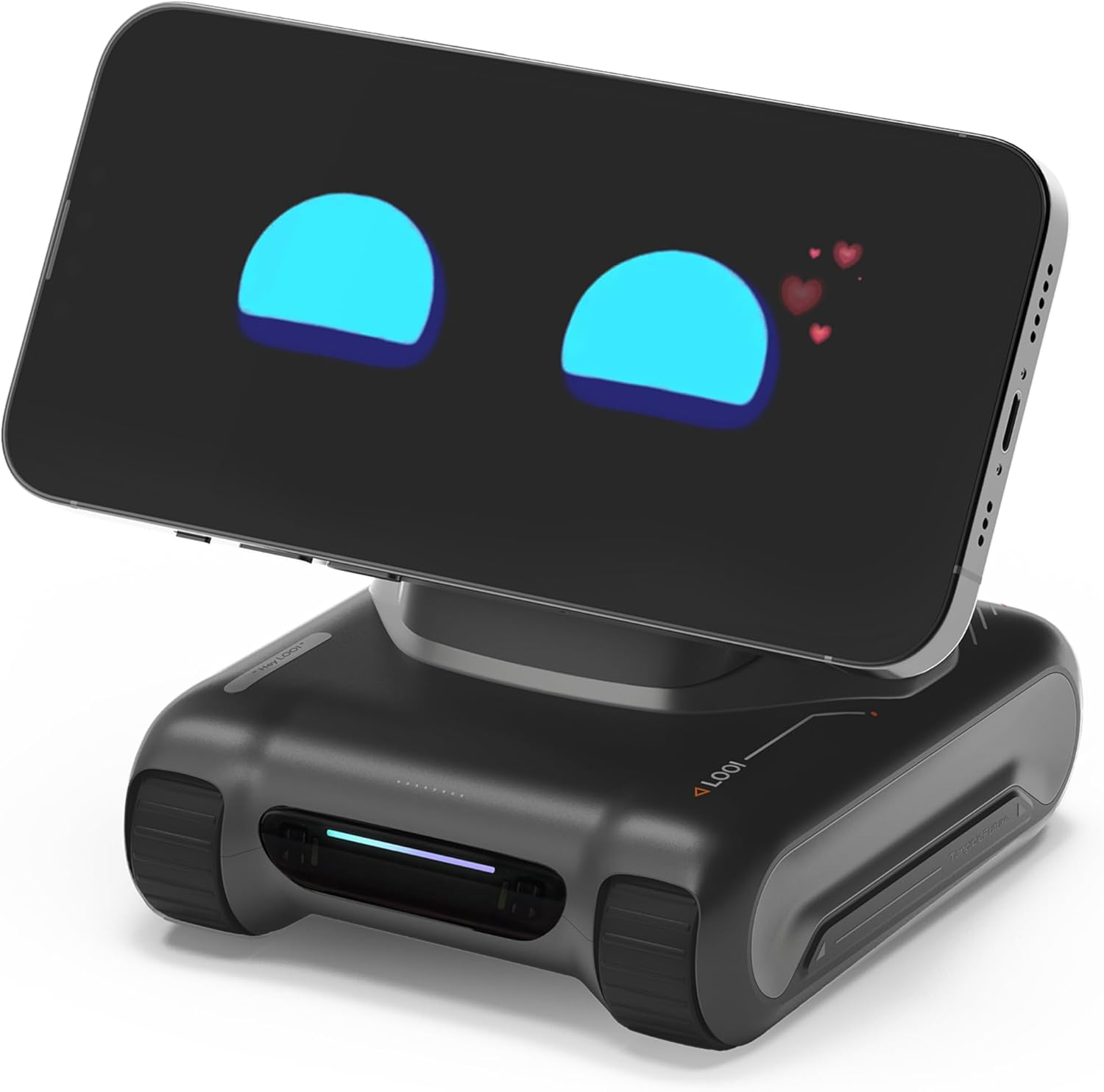 LOOI Robot-Space Black: AI Desktop Robot Companion – Front View