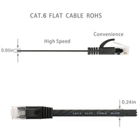 Ethernet Cable Cat6 Flat 75 ft with Cable Clips, jadaol Network Patch Cable with Rj45 Connectors - 75 Feet Black (22 Meters)