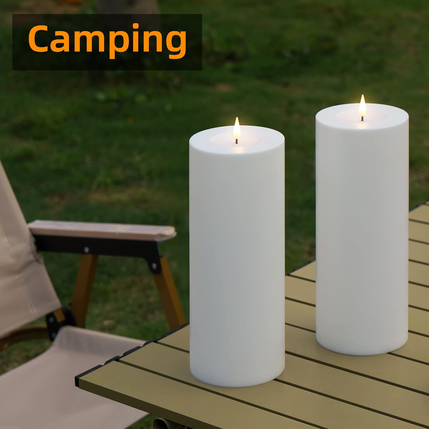 Patiphan Large Flameless Candles Outdoor, 11" x 4" Battery Operated Candles with Remote and Timers, Flickering Flame LED Candles, Waterproof Tall Pillar Candles for Decoration, White Set of 2