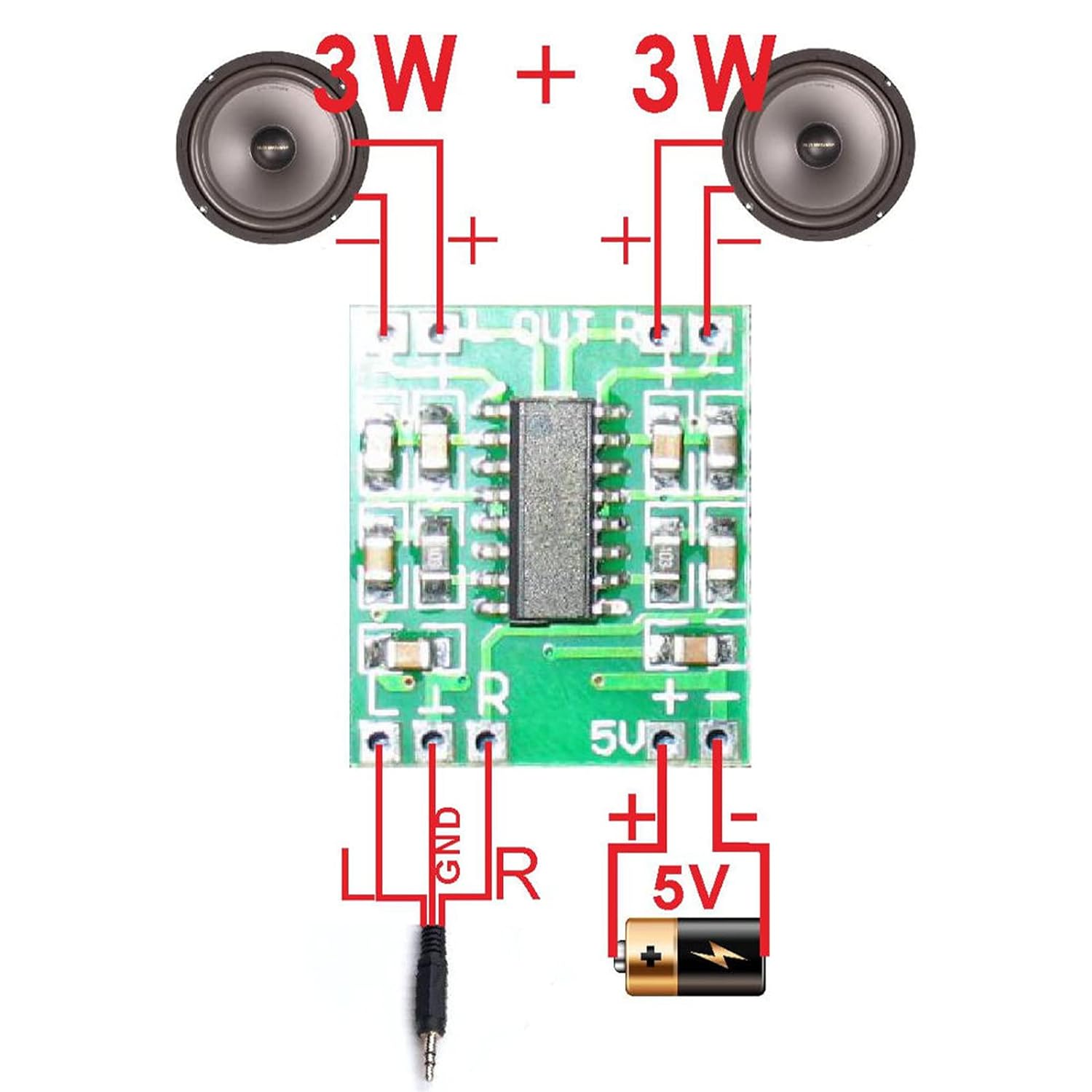 PAM8403 Power Amplifier Class D 2x3w Ultra Micro Digital Power Amplifier Board, Pack of 10