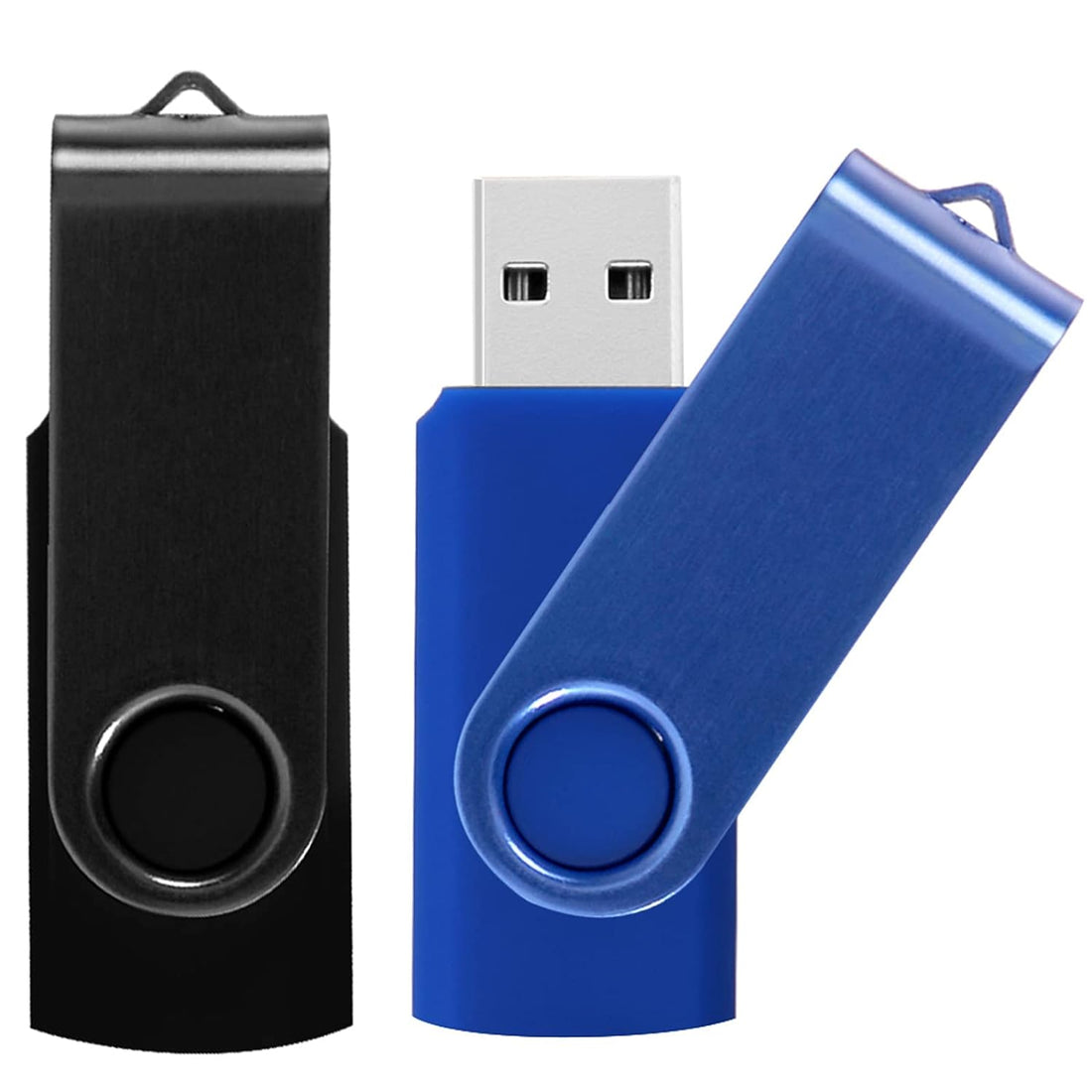 KAISLE 64GB USB Flash Drives 2 Pack USB 2.0 Thumb Drive Pen Drive Swivel Memory Sticks (2 Colors: Black Blue)