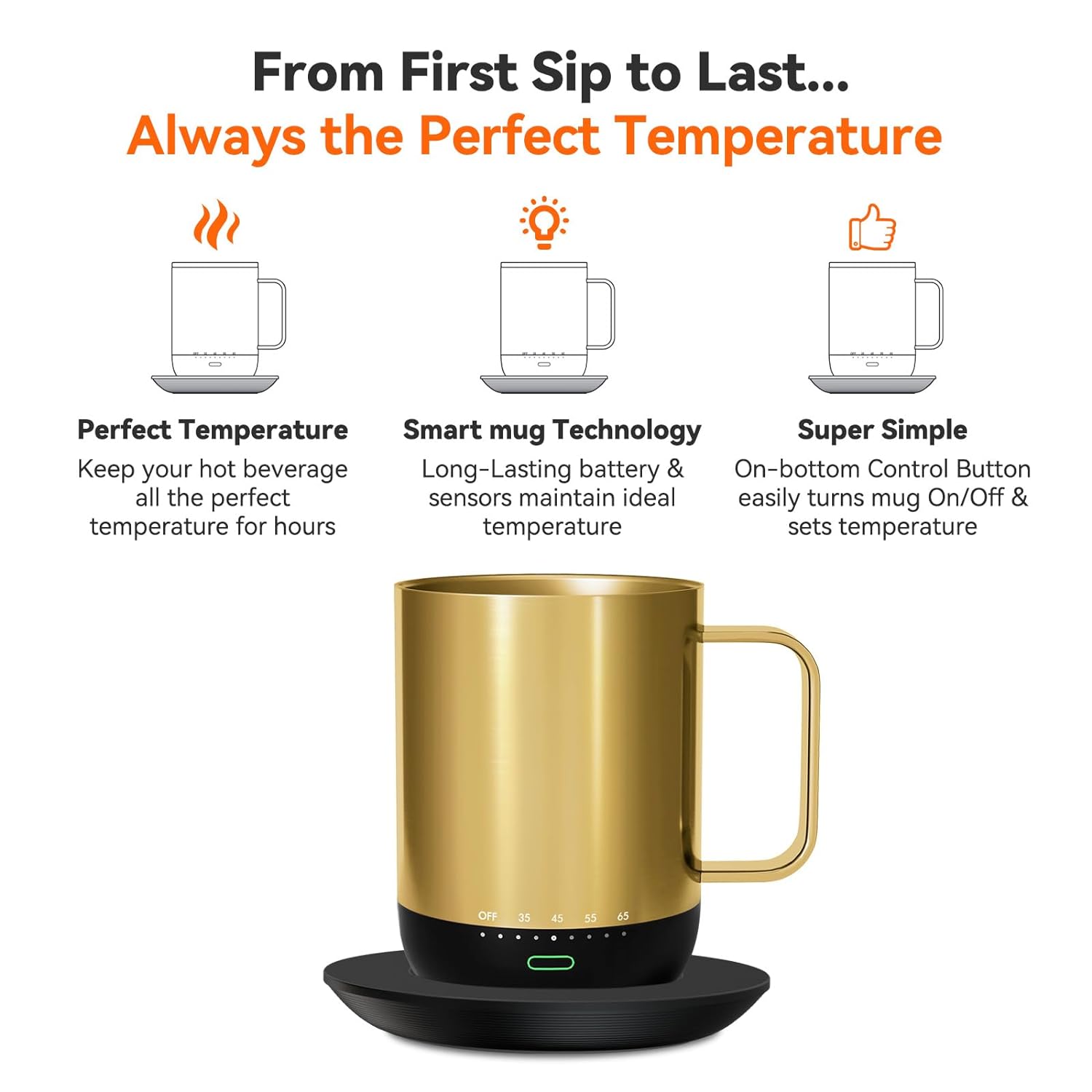 vsitoo S3pro Temperature Control Smart Mug 2 with Lid, Self Heating Coffee Mug 14 oz, 90 Min Battery Life - APP & Manual Controlled Heated Coffee Mug - Improved Design - Gifts for Coffee Lovers