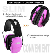 PROHEAR 016 Shooting Ear Protection Earmuffs 2 Pack, NRR 26dB for Gun Range, Hunting -Black and Pink