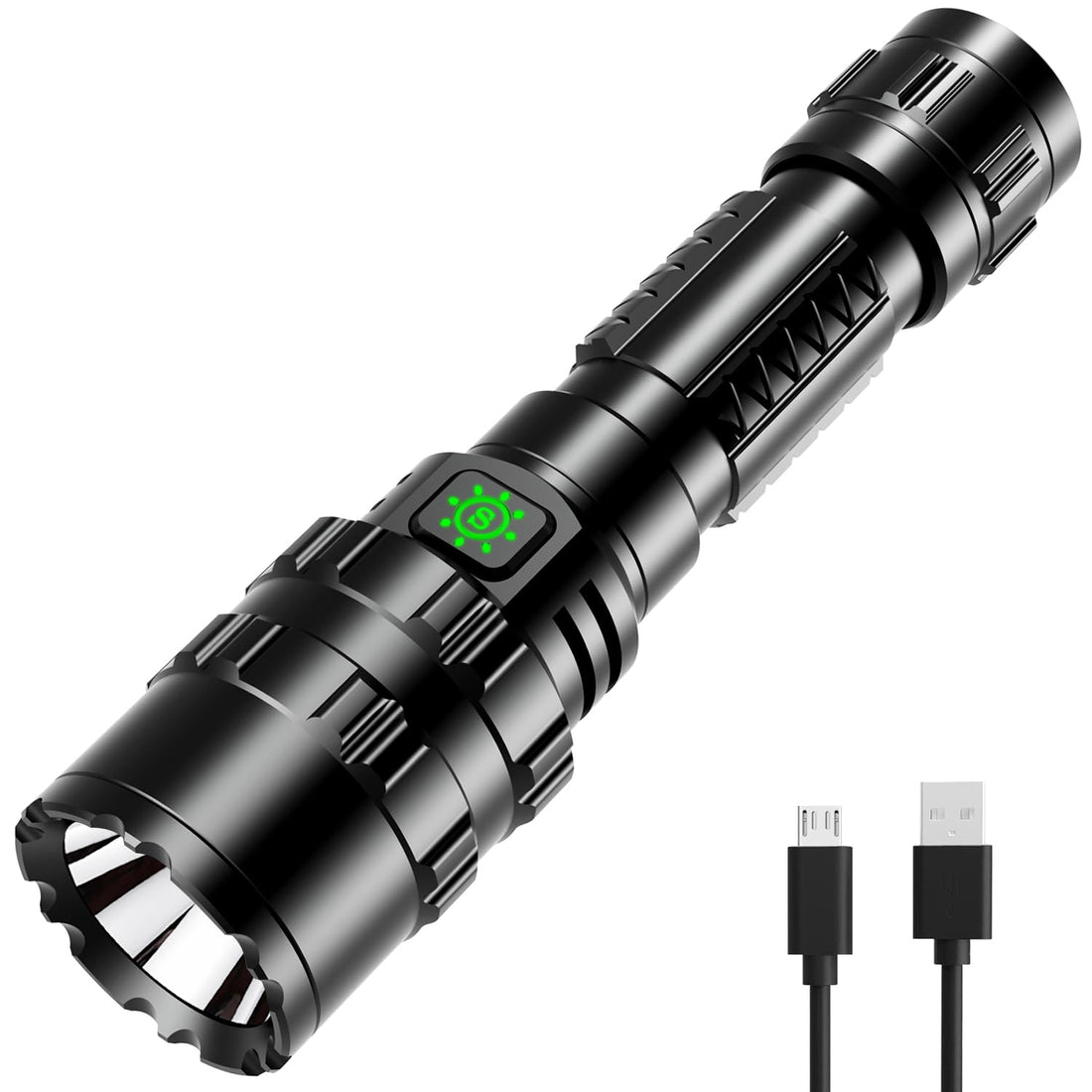 APLOS F01 LED Flashlights Rechargeable - 1200 Lumens Bright Flashlight, 5 Modes Powerful Emergency Flashlights, Mid-Size Tactical Flashlight High Lumens for Emergency Outdoor Home Camping Hiking