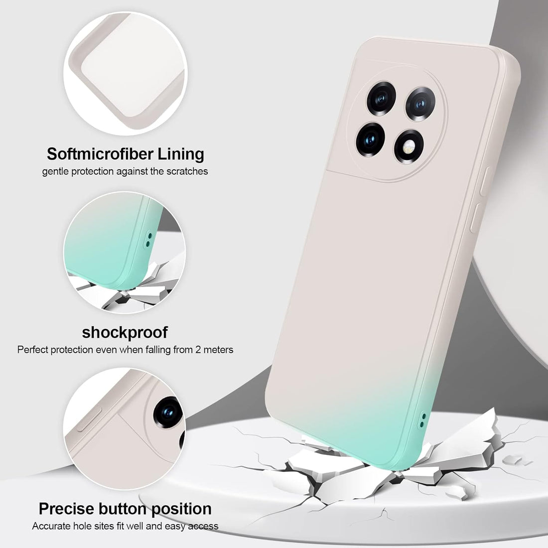 GiiYoon Silicone Case Compatible with OnePlus 11, Full Body Silky Soft Touch Phone Case with Camera Protection, Shockproof Cover with Microfiber Lining, White