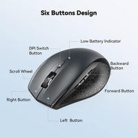 TeckNet® BM306 Bluetooth Wireless Mouse, 15 Month Battery Life - with Battery Indicator - 2000/1500/1000dPi - Grey