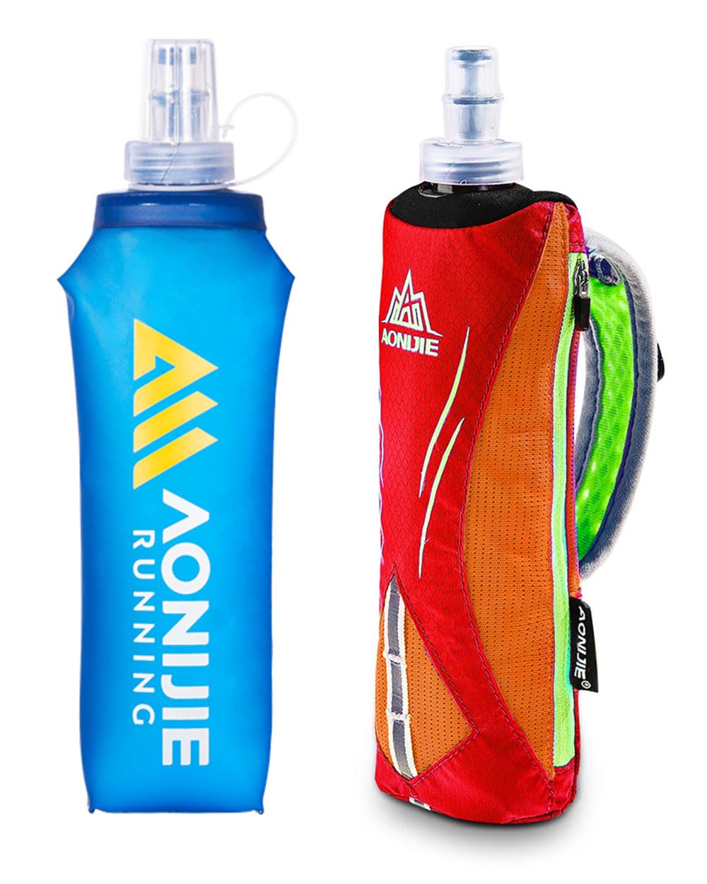 AONIJIE Running Water Bottle Hand Held for Runners, Fit 6.5 Inches Phone, Collapsible 17oz/ 500ml Soft Flask, Adjustable Strap Handheld for Walking, Hiking
