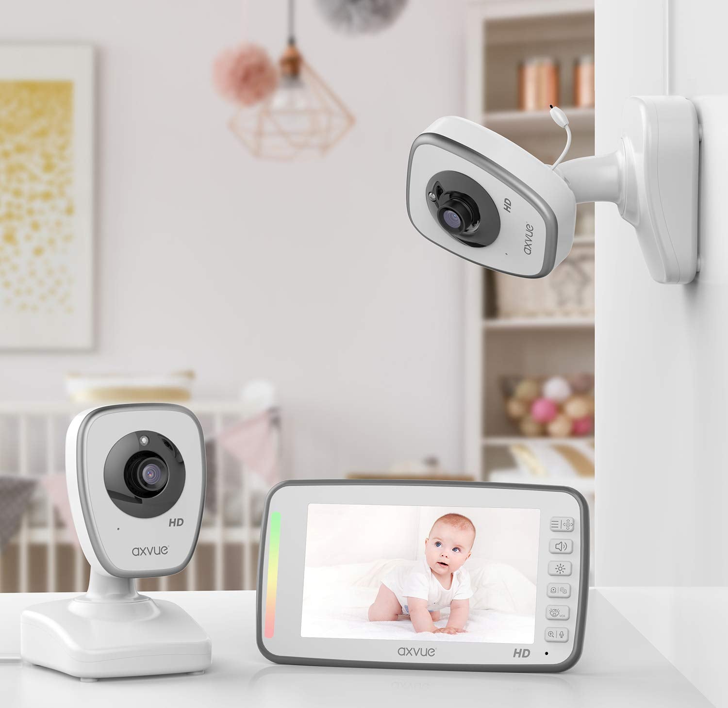 [HD] Video Baby Monitor, 720P 5" HD Display, IPS Screen, 2 HD Cams, 12-Hour Battery Life, 1000ft Range, 2-Way Communication, Secure Privacy Wireless Technology