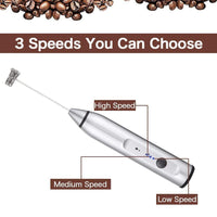 Electric Milk Frother with Double Whisks, USB Rechargeable Electric Foam Maker, 2 in 1 Hand-held Battery Operated Milk Foamer for Coffee, Latte, Cappuccino, Egg Whipping(Silver)