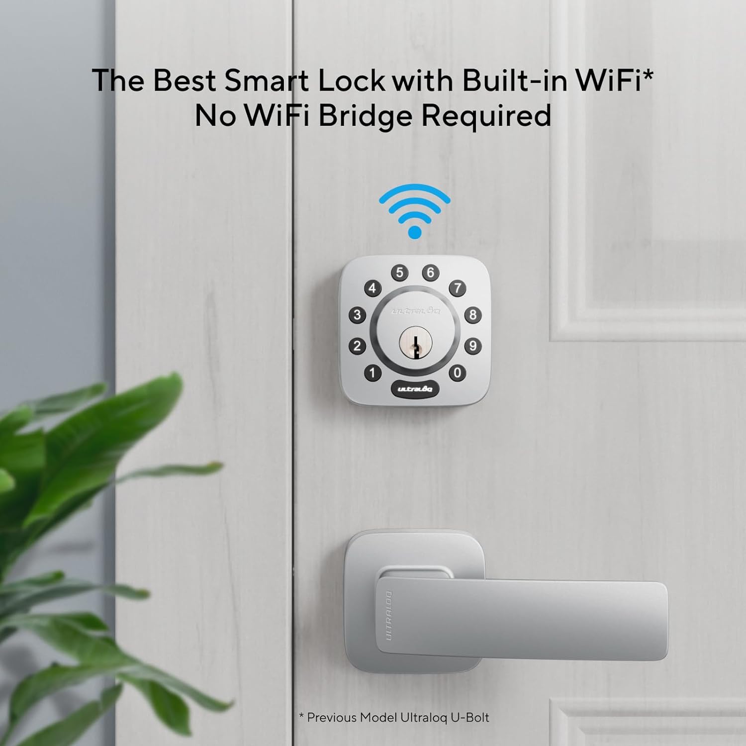 ULTRALOQ U-Bolt WiFi Smart Lock with Built-in WiFi, 7-in-1 Keyless Entry Door Lock with Door Sensor, Works with Alexa, Google Home, WiFi Deadbolt, Door Status Alert, Remote Control, Commercial Level