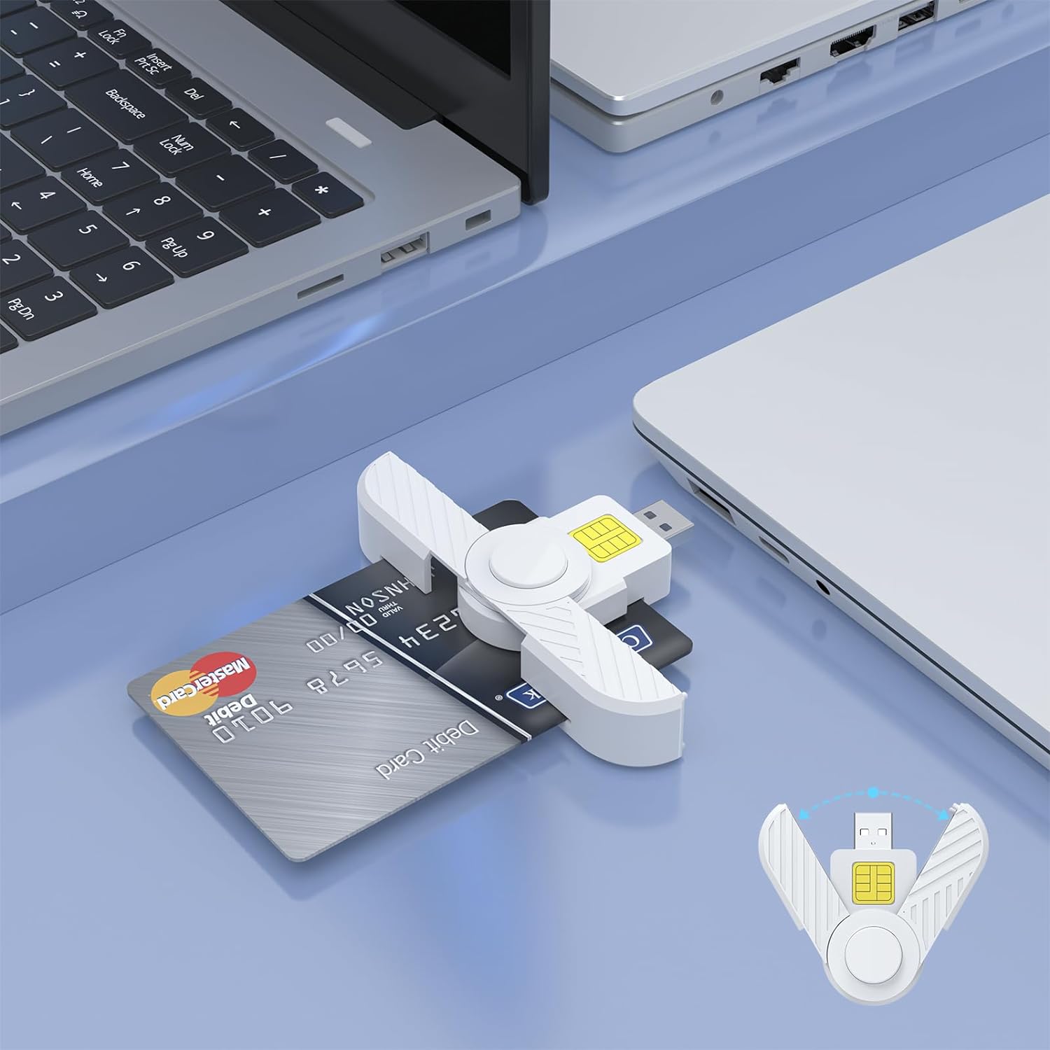 DOD Military USB Common Access CAC Smart Card Reader, ID CAC Card Reader, Smart Card Reader Compatible with Windows, Mac OS and Linux, USB A Card Reader for CAC Cards, Government ID, National ID, etc