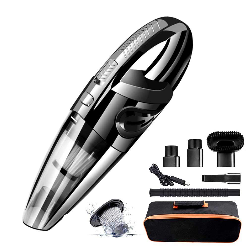 Handheld Vacuum USB Cordless Portable Wet Dry Vacuum Cleaner for Car Home Pet Hair with Filter Rechargeable 2200mAh Lithium Battery 120W 4500PA Powerful Suction (Black)