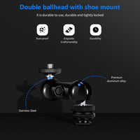 Neewer Cool Ballhead Multi-Function Double Ball Head with Cold Shoe Mount and 1/4" Screw for DSLR Cameras, Camcorders, Camera Cage, Monitor, LED Light, Load up to 2.2lb/1kg â€” ST13