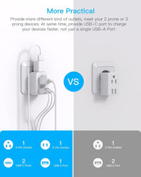 European Travel Plug Adapter, International Plug Adapter, Italy Spain Power Adapter, 2 Outlets 2 USB C Ports, Type C Adapter Travel Cruise Essentials for Amercian US to Most Europe France Germany EU