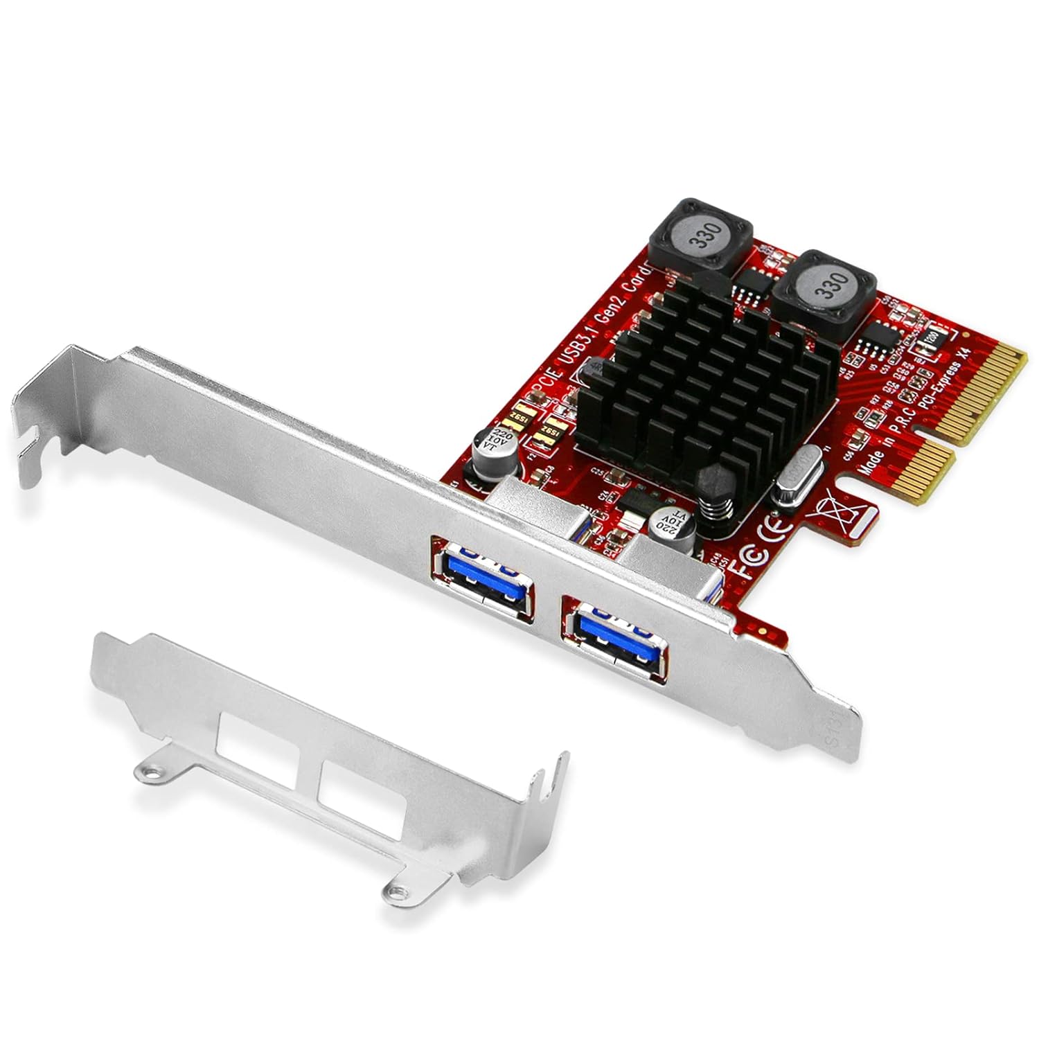 PCIE to 2 USB 3.1 GEN2 Type A 10Gbps Ports Expansion Card for Windows 7, 8.1, 10, 11 (32/64) and MAC OS 10.9,10.10,10.12,10.13,10.14,10.15 PCs, Built in Smart Power Control Technology (PCE-U312A)