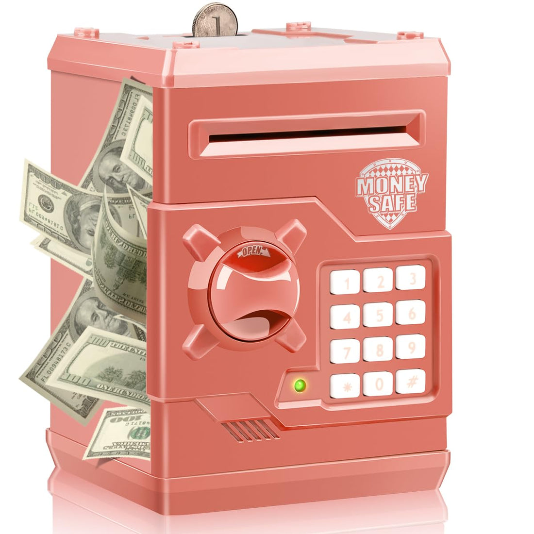 kruvad Electronic ATM Password Piggy Bank Cash Coin Can Auto Scroll Paper Money Saving Box Gift For Kids