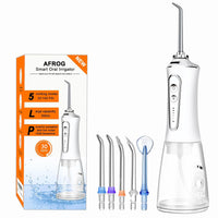 Water Dental Flosser Cordless for Teeth - AFROG 5 Modes Dental Oral Irrigator, Portable and Rechargeable IPX7 Waterproof Powerful Battery Life Water Teeth Cleaner Picks for Home Travel White