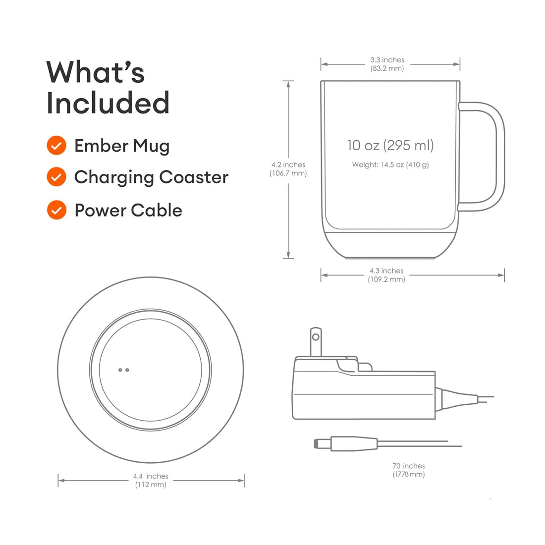 Ember Temperature Control Smart Mug 2, 10 oz, Gold, 1.5-hr Battery Life - App Controlled Heated Coffee Mug