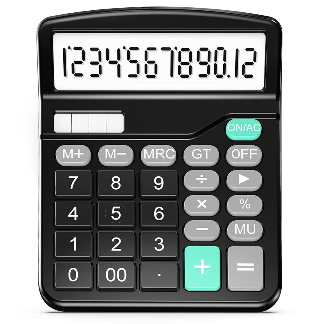 Calculator, Splaks Standard Functional Desktop Calculators Sola and AA Battery Dual Power Electronic Calculator Black