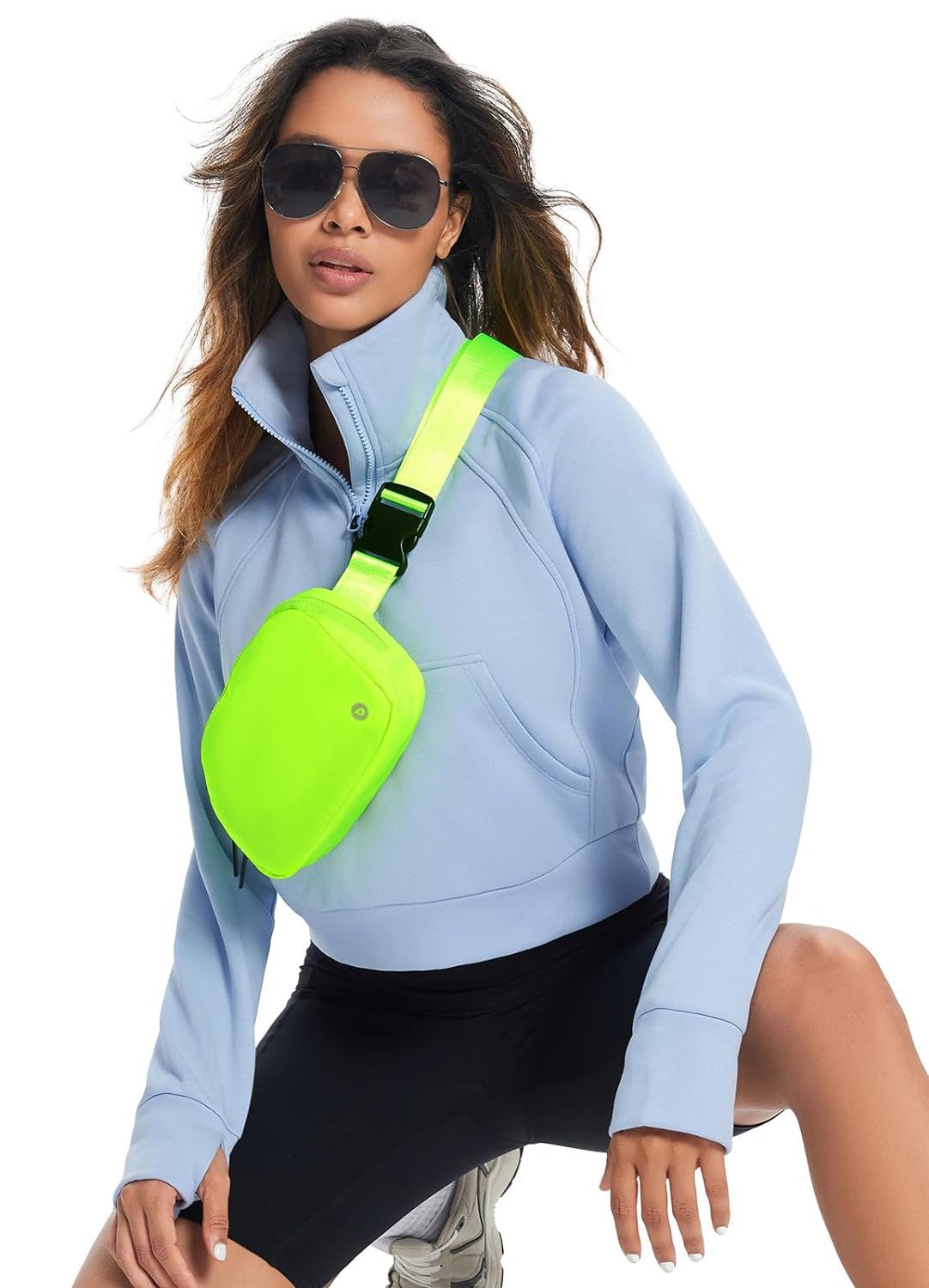 BALEAF Fanny Pack Belt Bag Crossbody Bag for Women, Adjustable Strap Water resistant Traveling Hiking Workout, Fluorescent Green, One Size, Fashion