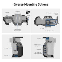 NEEWER M50/M50 II Cage Compatible with Canon M50 M50 Mark II, Aluminum Video Rig with HDMI Cable Clamp, NATO Rail, 1/4", 3/8" ARRI Locating Holes, Arca Base Compatible with DJI RS2 RS3 Gimbal, CA019