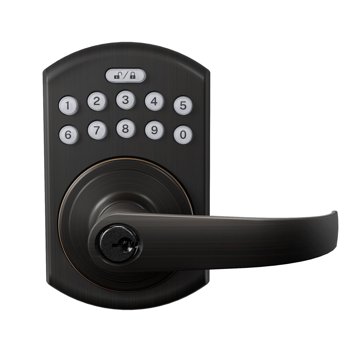 Signstek Keypad Entry Lever Door Lock with LED Backlit Keypad Password/Key Accessibles, Oil Rubbed Bronze