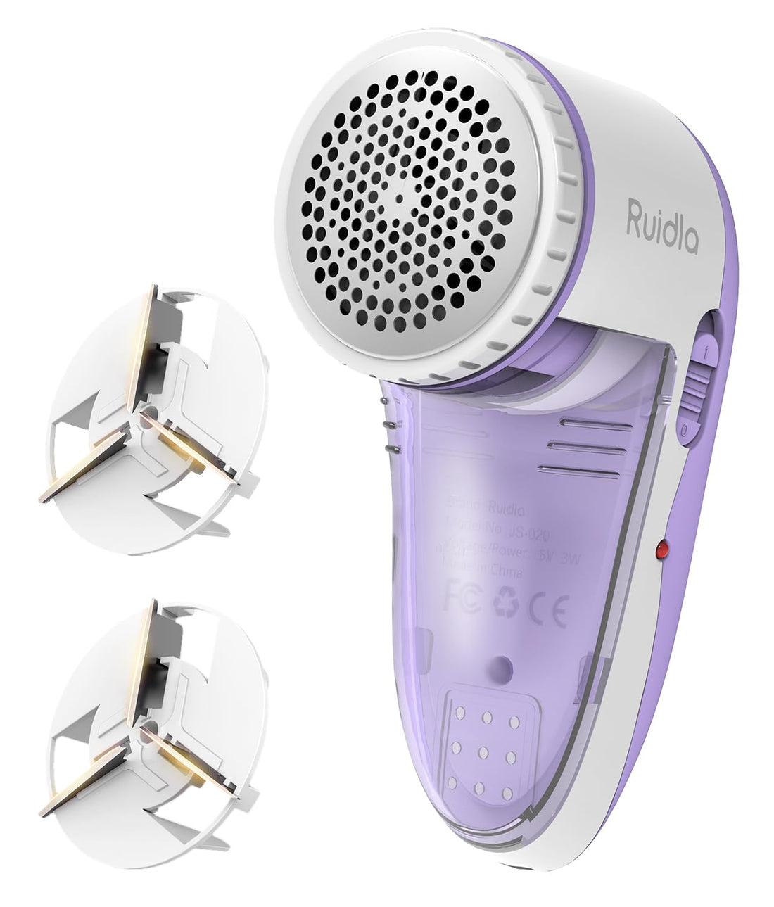 Ruidla Fabric Shaver Defuzzer, Electric Lint Remover, Rechargeable Sweater Shaver with Replaceable Stainless Steel 3-Blades, Dual Protection, Removable Bin, Easy Remove Fuzz, Lint, Pills, Bobbles