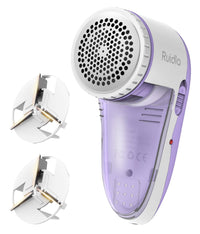 Ruidla Fabric Shaver Defuzzer, Electric Lint Remover, Rechargeable Sweater Shaver with Replaceable Stainless Steel 3-Blades, Dual Protection, Removable Bin, Easy Remove Fuzz, Lint, Pills, Bobbles