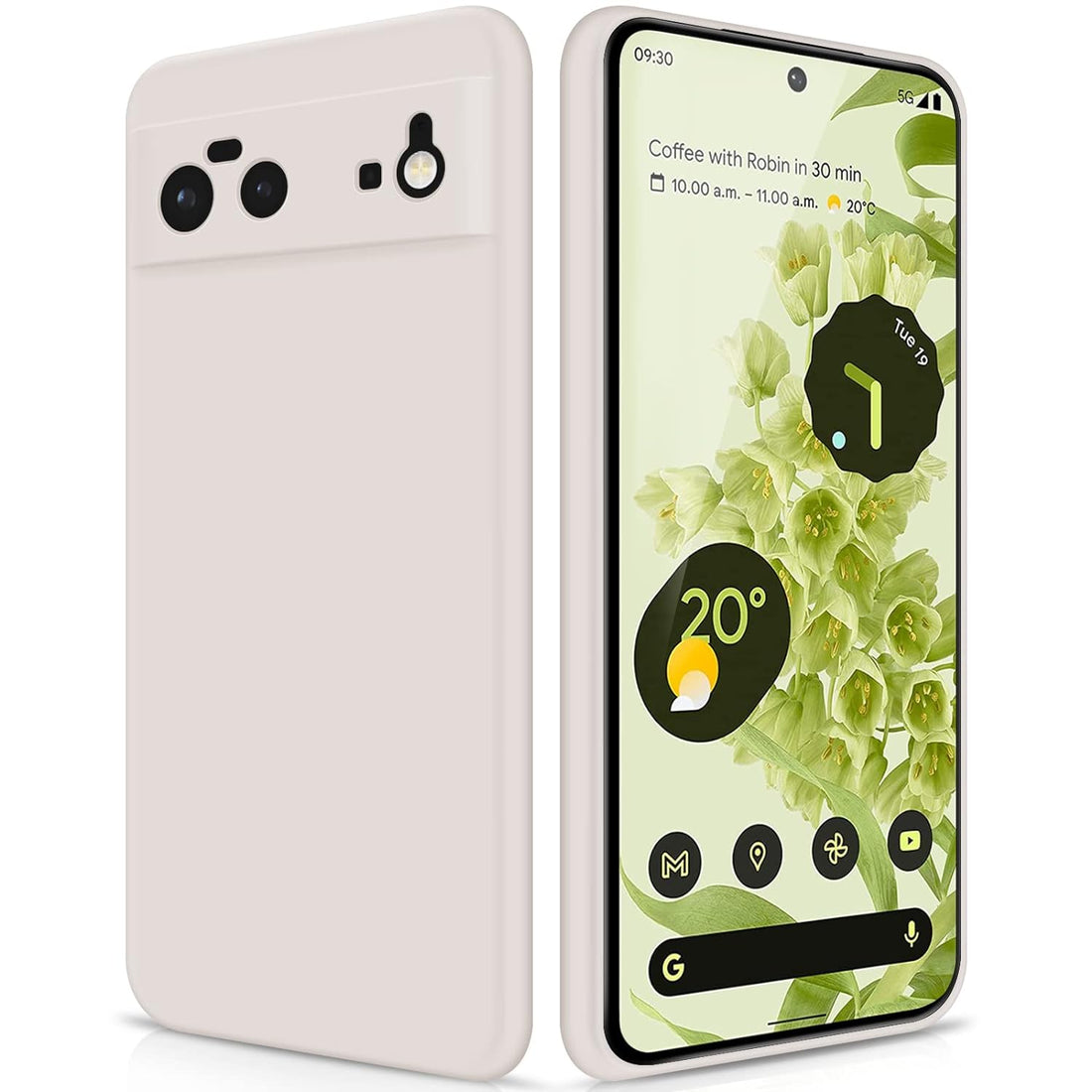 GiiYoon Silicone Case Compatible with Google Pixel 6, Full Body Silky Soft Touch Phone Case with Camera Protection, Shockproof Cover with Microfiber Lining, White