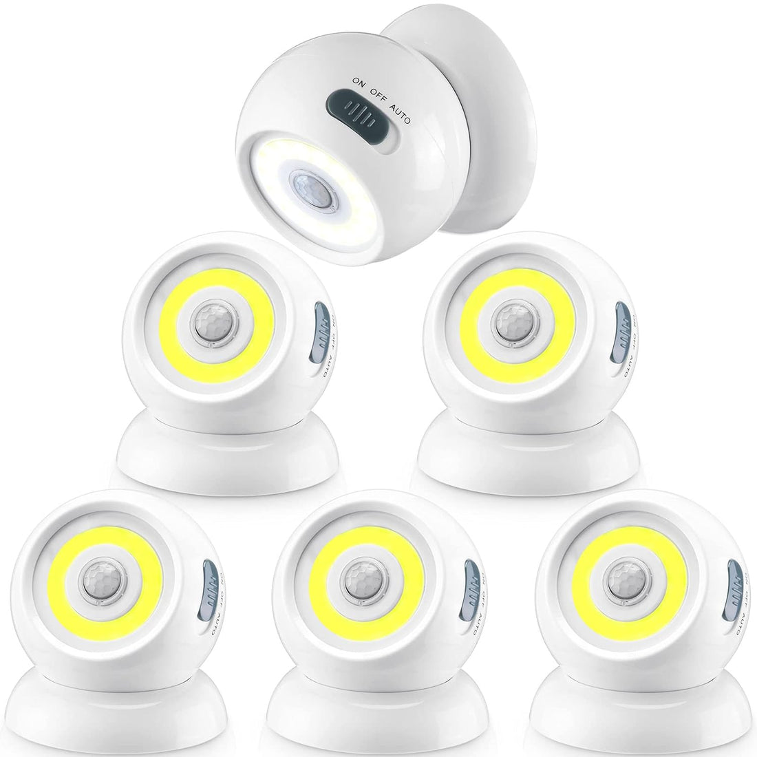 6 Pcs Motion Sensor Lights 360°motion Activated Night Lights Battery Operated Outdoor Lights Safe Portable Motion Detector Lights for Outside LED Wall Light Fixture for Closet Stair Wardrobe Garage
