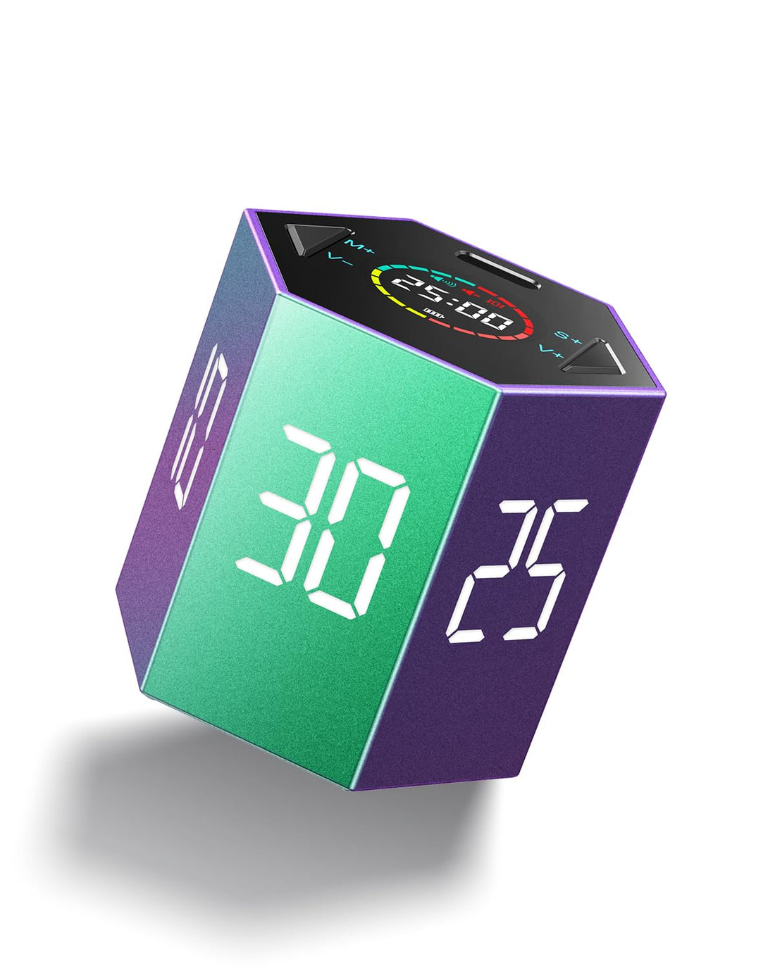 Ticktime Pro Pomodoro Timer, Productivity Cube Timer, Magnetic Flip Timer, Pause & Resume, Mute, Vibrate & Adjustable Sound Alert, for Task, Work, ADHD, 3/5/10/15/25/30min & Custom Countdown,Purple