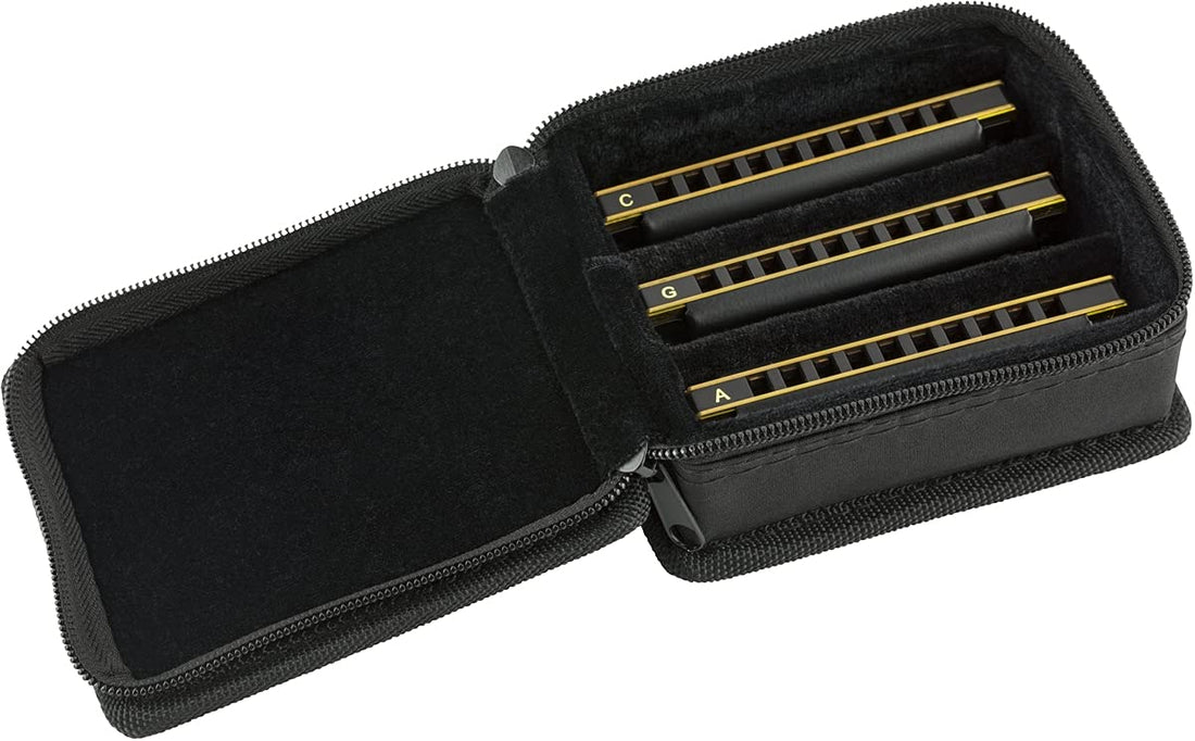 Fender Blues Deluxe Harmonicas 3-Pack with Case