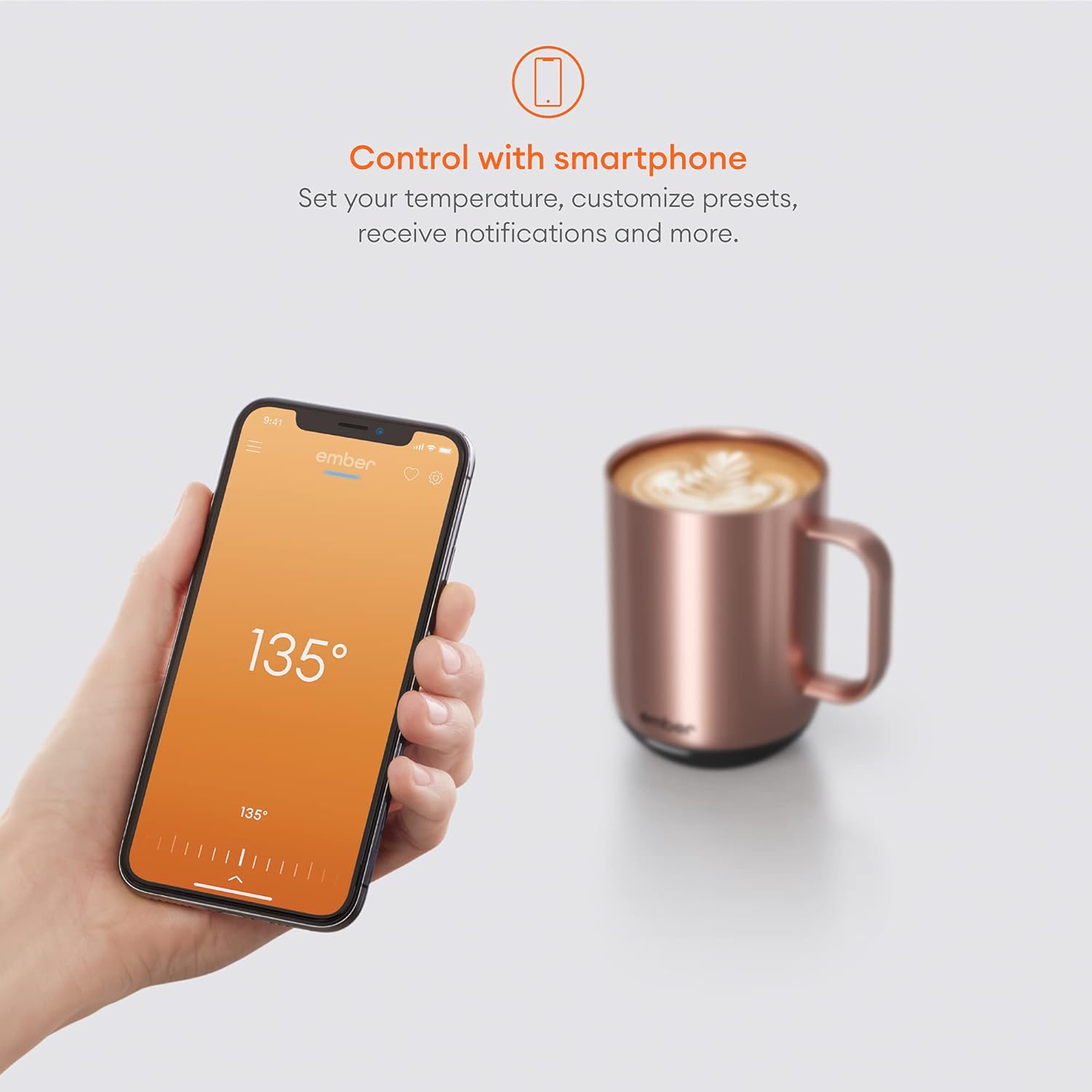 New Ember Temperature Control Smart Mug 2, 10 oz, Rose Gold, 1.5-hr Battery Life - App Controlled Heated Coffee Mug