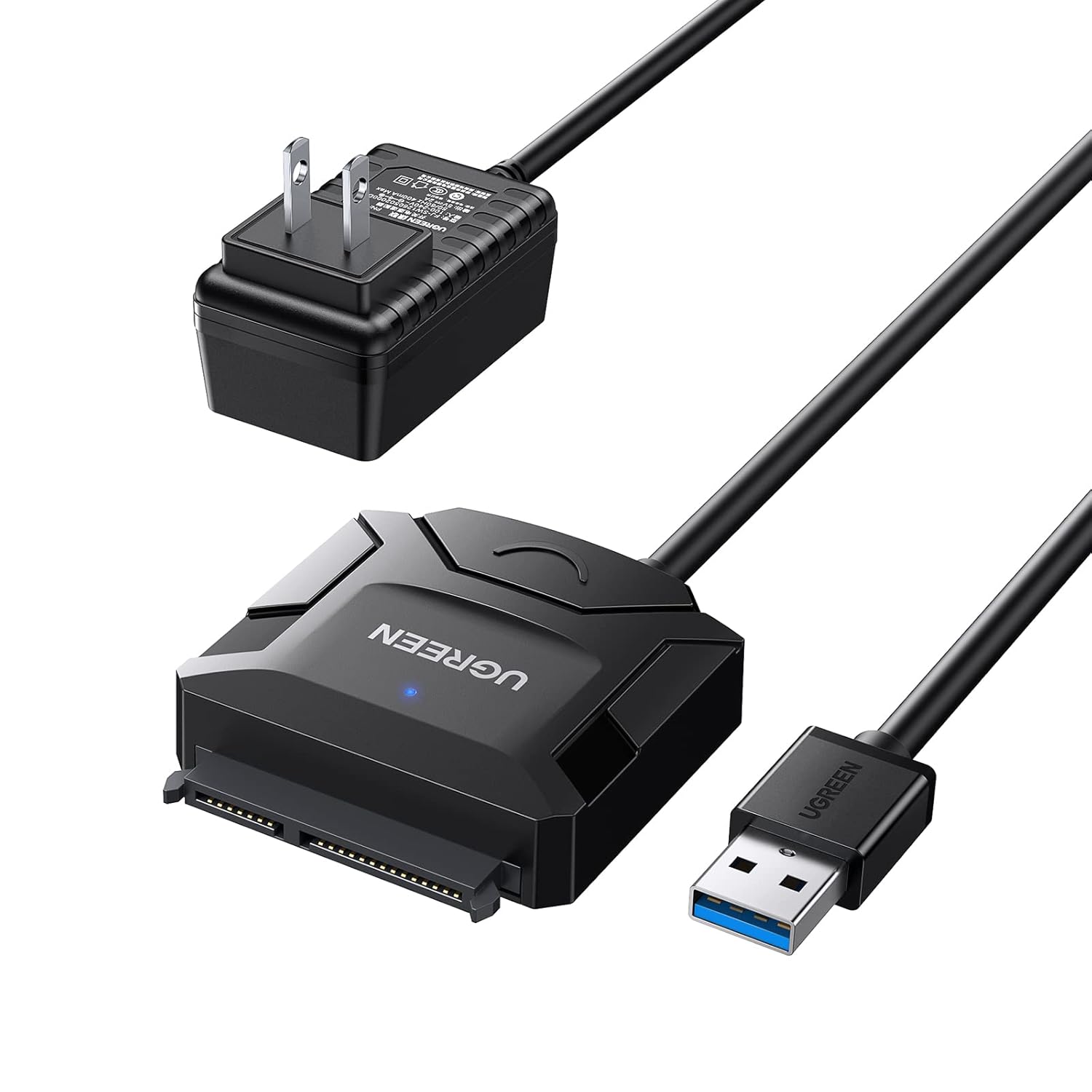 Ugreen USB 3.0 to SATA Converter Adapter Cable with 12V /2A Power Adapter for 2.5"/3.5" SATA HDD/SSD, BLU-RAY DVD, CD-ROM, DVD-ROM, CD-RW