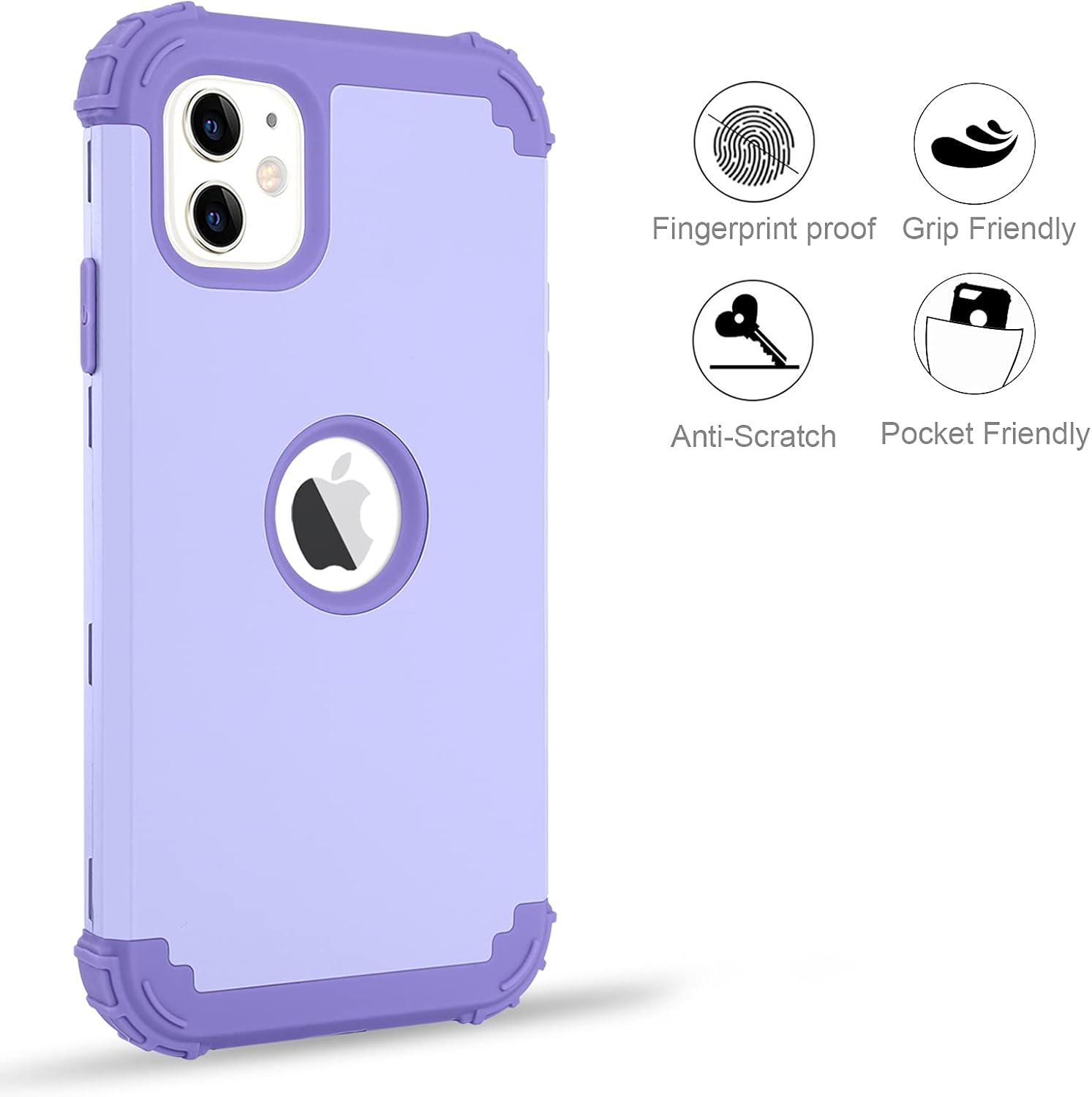 BENTOBEN iPhone 11 Case, iPhone 11 Phone Case, 3 in 1 Heavy Duty Rugged Hybrid Hard PC Cover Soft Silicone Bumper Impact Resistant Shockproof Protective Cases for iPhone 11 6.1 Inch, Purple/Lavender