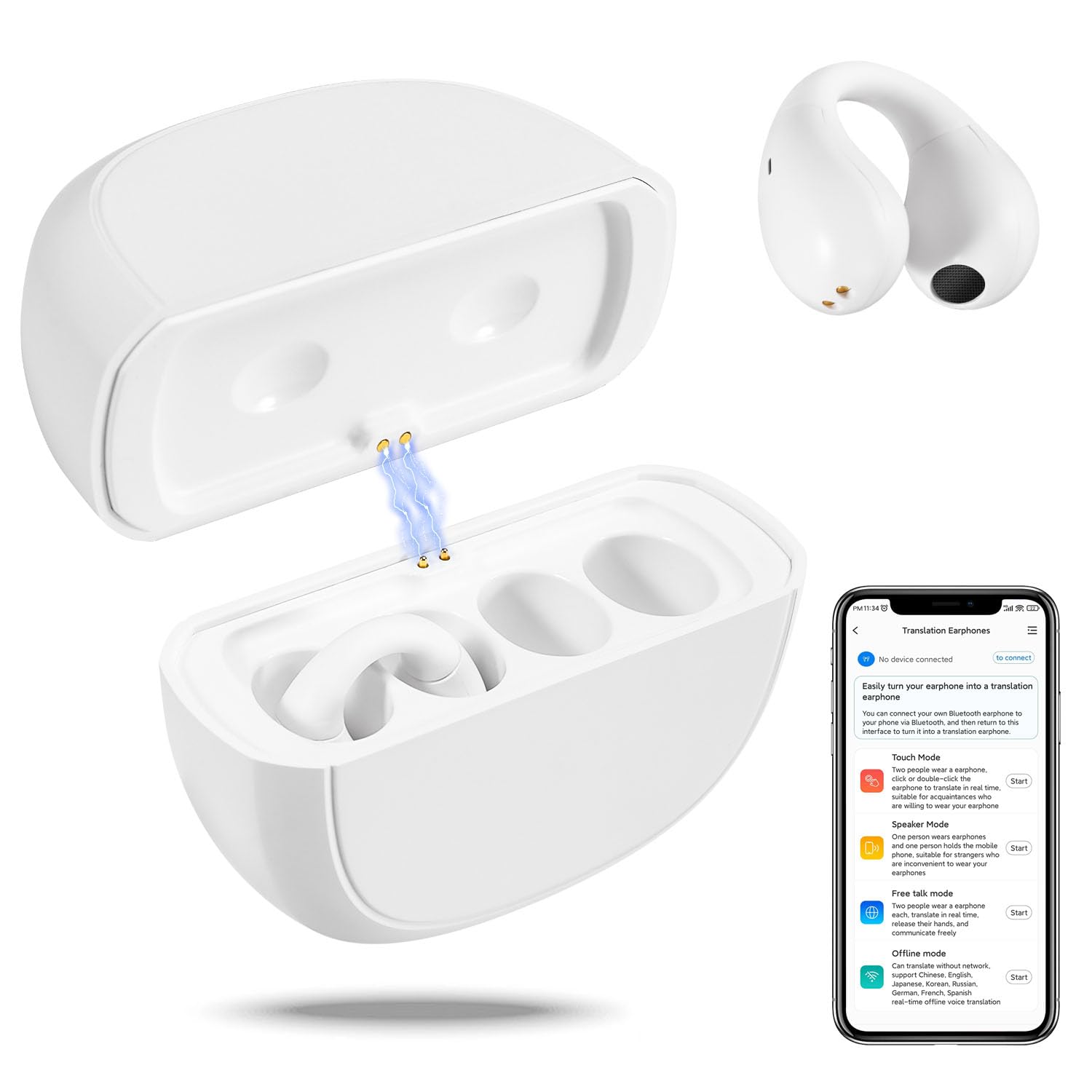 Language Translator Earbuds Offline Translator Language Translator Device with 74 Languages & 70 Accent 144 Languages Online Instant Voice Language Translator with Bluetooth & APP Translator Earbuds