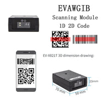 EVAWGIB Embedded Mini USB Fixed Mount Barcode Scanner Scan Engine, CMOS 2D Barcode Reader Module RS232/TTL/USB Barcode Scanner Module Mini-Size Module (USB)