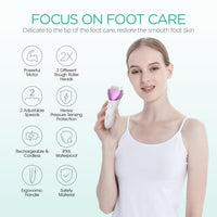 VOYOR Electric Foot File Hard Skin Remover Foot, Rechargeable Callus Remover for Feet Pedicure Tools Foot Care for Dead Skin Calluses with 3 Replacement Rollers Pedicure CR300(Purple)