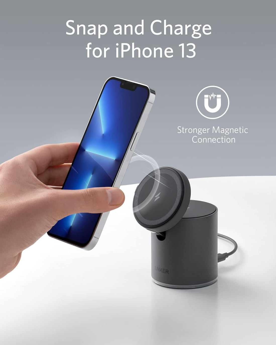 Anker Magnetic Wireless Charging Station 623 Maggo 2-In-1 With 20W Usb-C Charger, For Iphone 13/13 Pro / 13 Pro Max / 13 Mini/Iphone 12/12 Pro, Airpods Pro Cellular Phones (Interstellar Gray)