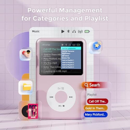 64GB MP3 Player: Bluetooth Y1 Portable Music Digital Player – Side View