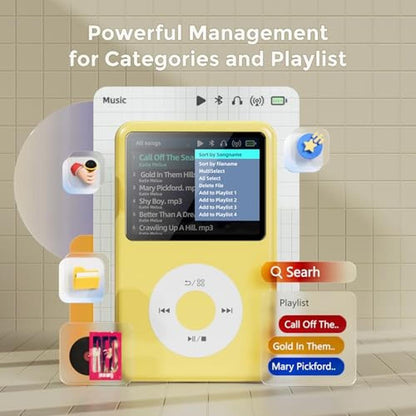 64GB MP3 Player: Bluetooth Y1 Portable Music Digital Player – Side View