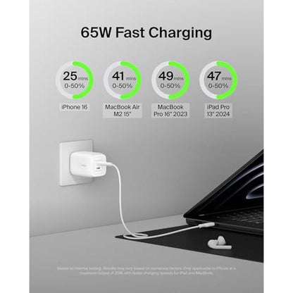 65w Dual USB C Charger: Premium High-End Electronics – Side View