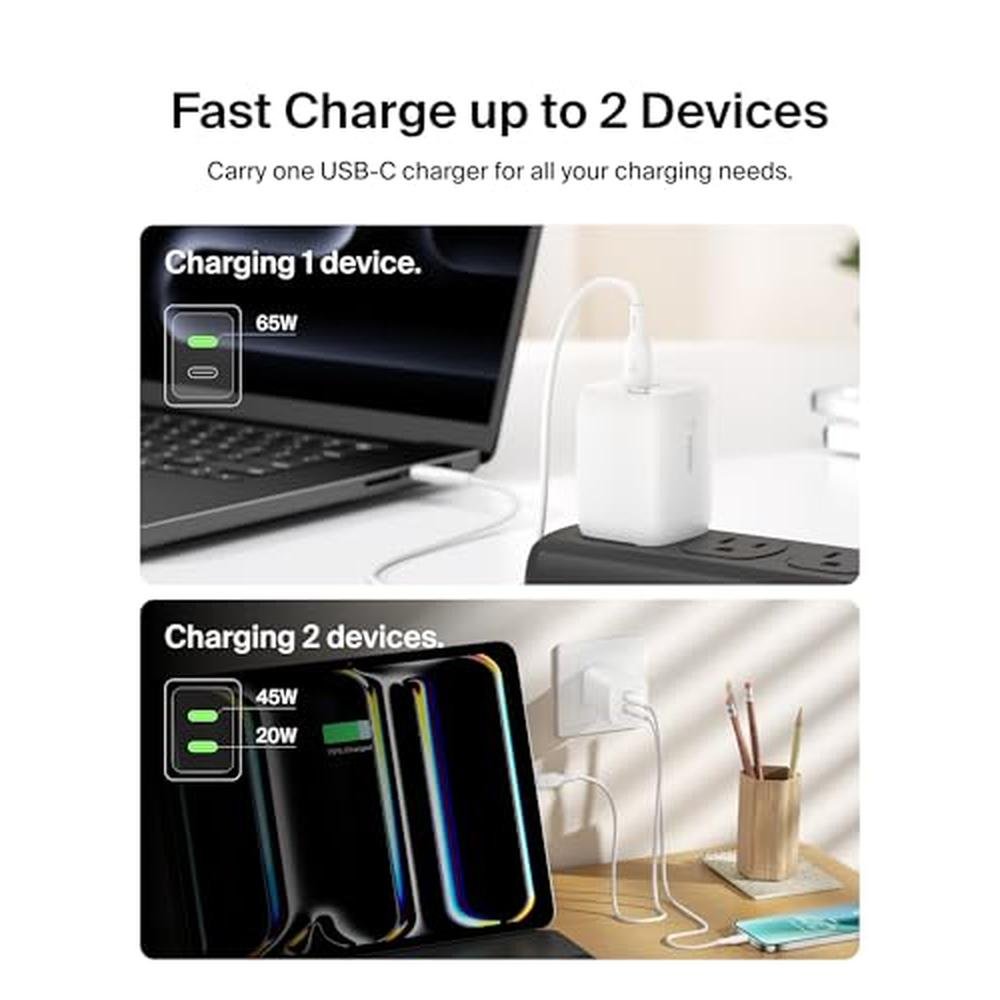 65w Dual USB C Charger: Premium High-End Electronics – Close-up Detail