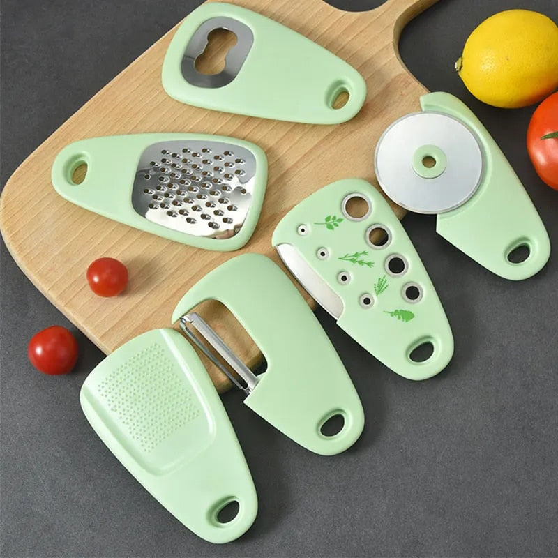 6-Piece Kitchen Tools Set: Grinder, Opener, Peeler, Shredder, Knife, Cutter