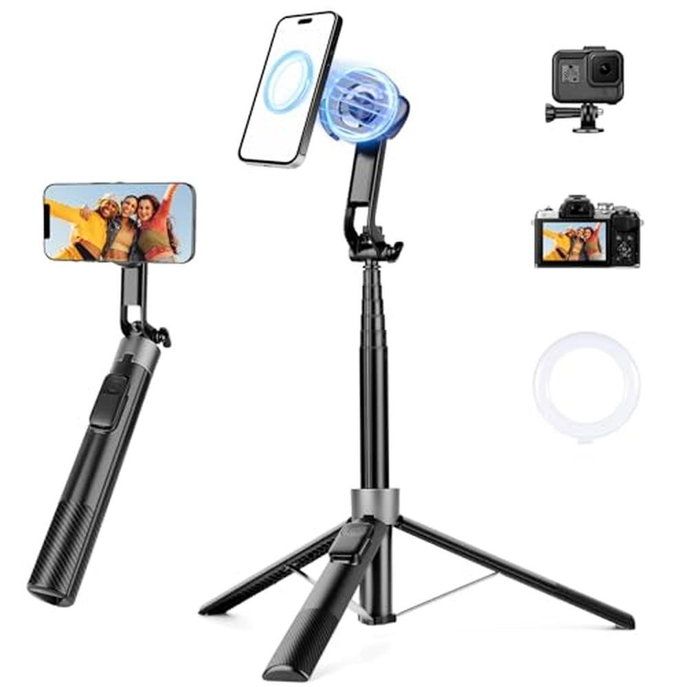 Magnetic Tripod: 70" Phone Tripod Selfie Stick with – Front View