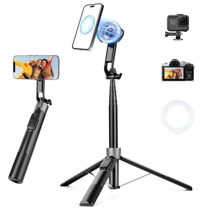Magnetic Tripod: 70" Phone Tripod Selfie Stick with – Front View