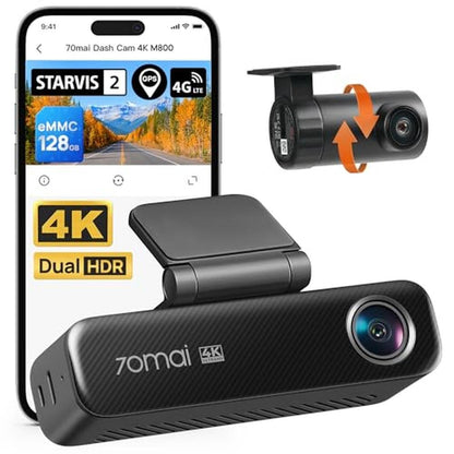70mai 4K Dash Cam Front and Rear for Cars – Front View