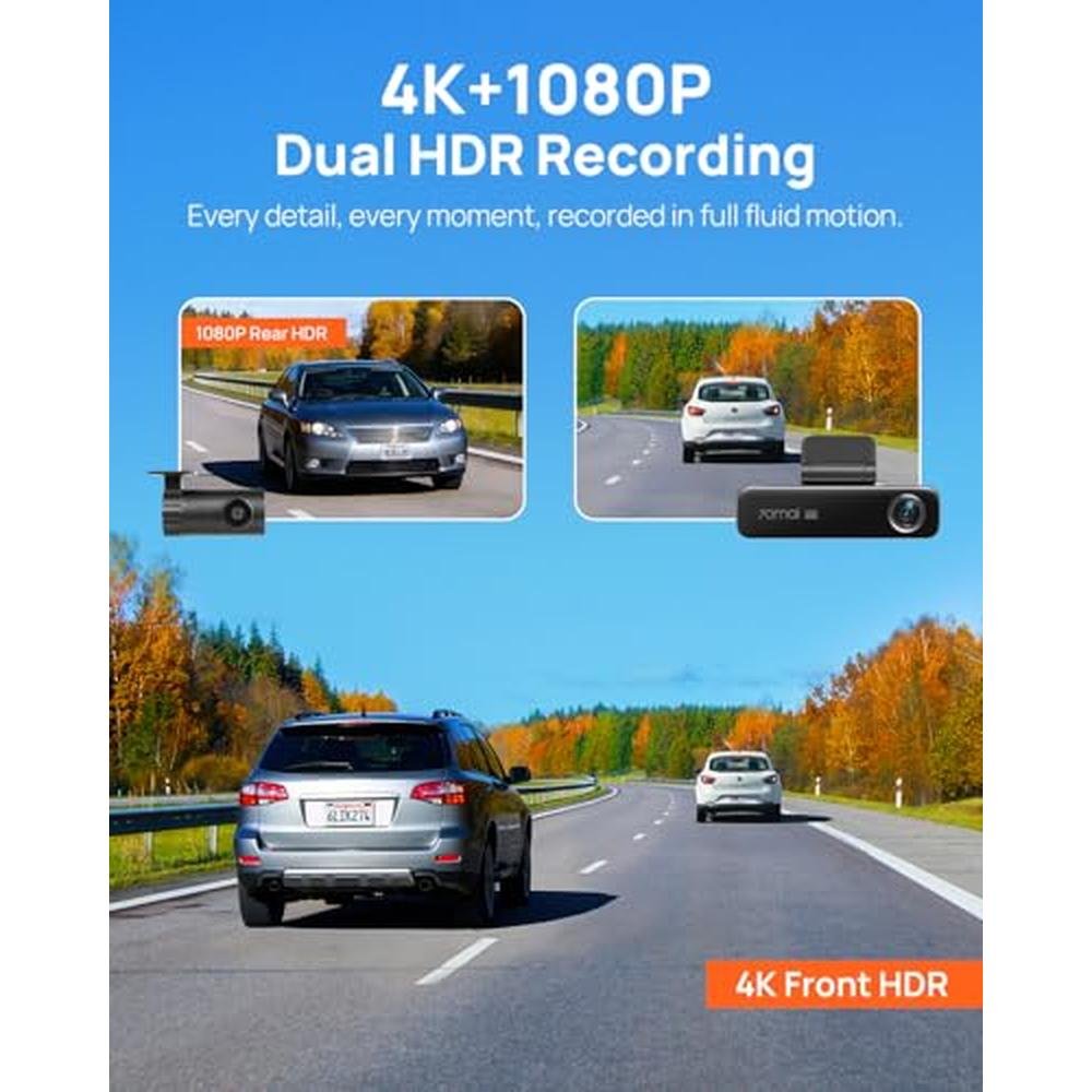 70mai 4K Dash Cam Front and Rear for Cars – Side View